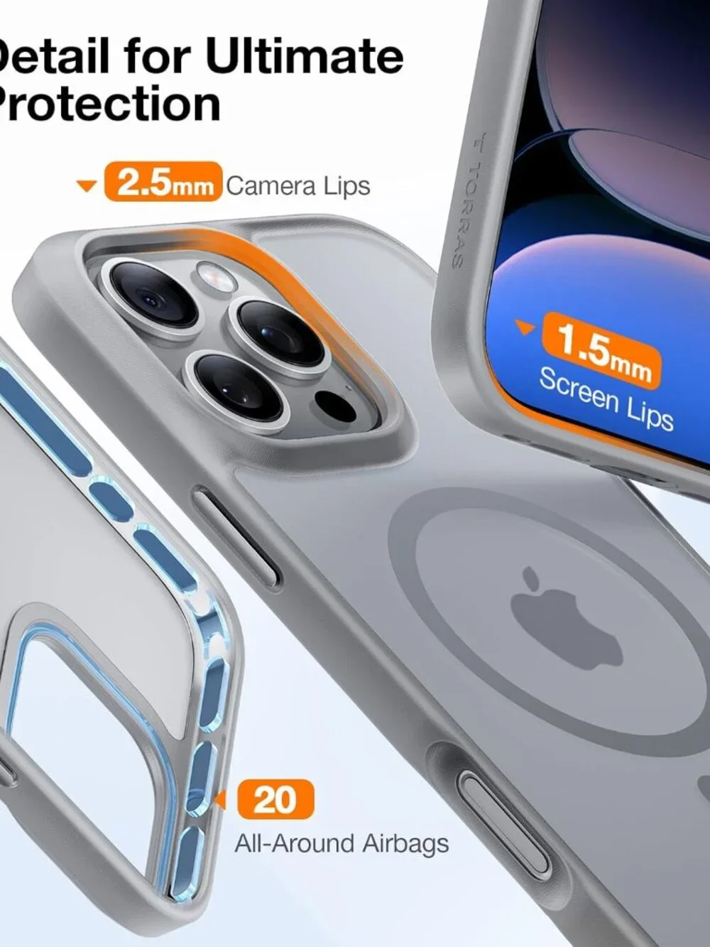 TORRAS Stronger Magnetic Case for iPhone 16 Pro, 12-FT Drop Protection